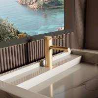 Смеситель для раковины Рим (Rim) VBF-2RM1BG однорычажный, брашированное золото